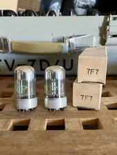 NOS/NIB 1950’s Sylvania 7F7 Vacuum Tubes Matched Pair Loctal 6SL7 Variant