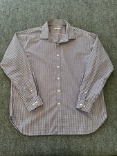 Michael Kors Dress Shirt Mens 17.5 34/35 Purple White Gingham Check Long Sleeve