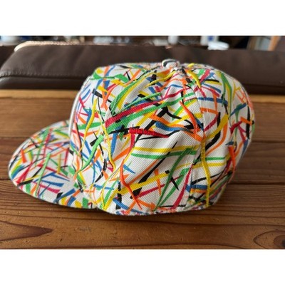 NÖ Paint Splatter Snapback Hat White Multicolor Streetwear