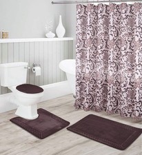 Collection 16 Piece Embossed Memory Foam Non-Slip Bathroom Rug Set Includes B...