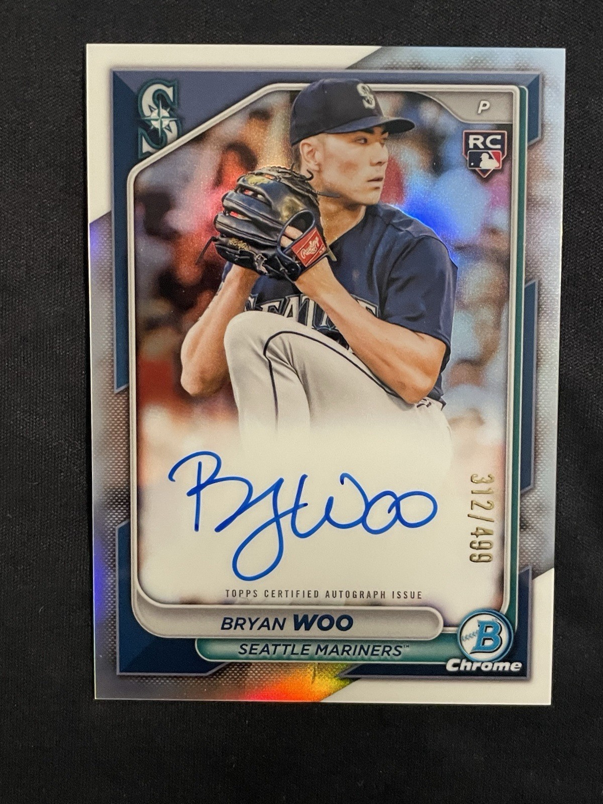 2024 Bowman Chrome Bryan Woo #CRABW Rookie Refractor Auto #312/499 Mariners