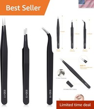 3PCS Precision Tweezers Set, Upgraded Anti-Static Stainless Steel Tweezers ...