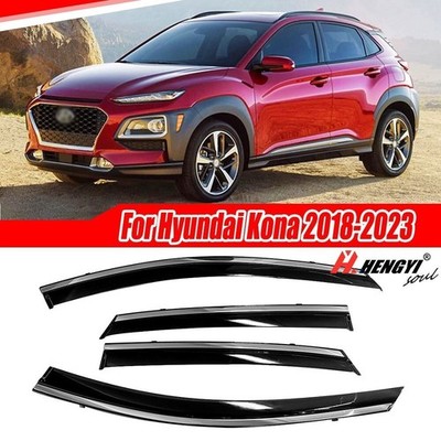 Chrome Trim Window Visors Rain Guards Out Channel Fit Hyundai Kona 2018-2023 22