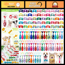 100 Pcs Dog Bow Tie Necktie Set - Adjustable Pet Grooming Accessories for Cats