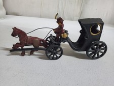 Vintage 14  Cast Iron Man Driver Horse Drawn Carriage Buggy w/ Lady Passenger