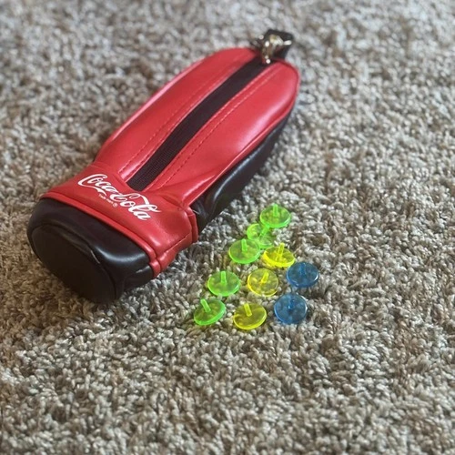 1990's Coca-Cola Golf Ball & Tee Pouch 2 Pockets Holds 3 Golf Balls Vintage