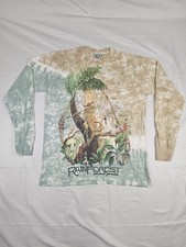 Vintage 1991 Liquid Blue Rainforest Long Sleeve T Shirt L Single Stitch