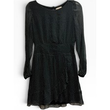 Sezane Silk Doria Black Polka Dot Mini Dress Sheer Ruffle Size 36 / US 4 / Small