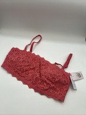 NWT Auden Pink Lace Removable Pad Wirefree Bralette Bra Pullover Size Large