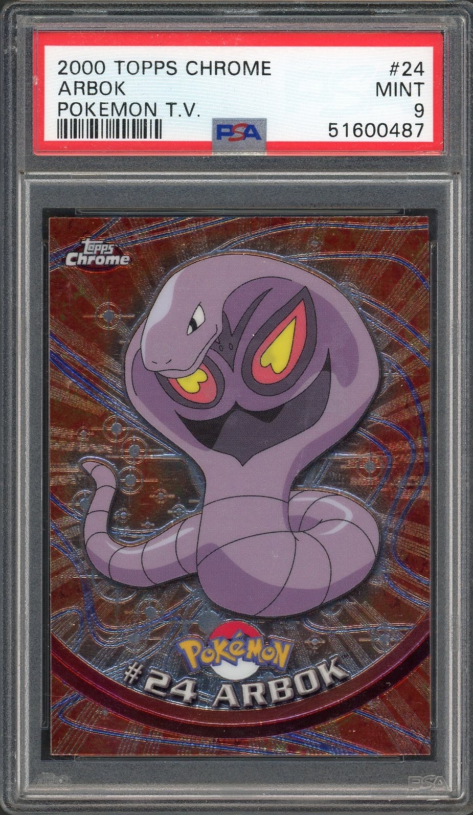PSA 9 Arbok Topps Chrome Pokemon T.V. #24 Foil Pokemon Card B27