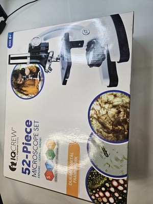 IQCREW 52-Piece Microscope Set STEM Toy Ages 8+ Durable Metal Frame