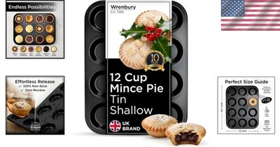 Wrenbury Pro 12 Cup Mince Pie Tin   Carbon Steel Mincemeat Baking Tray - Non S