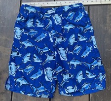 Boys Sport Place Swim Trunks Blue Shark Design Size XL 14