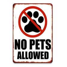 No Pets Allowed" Metal Sign 20.32x30.48cm Square Iron Wall Decor