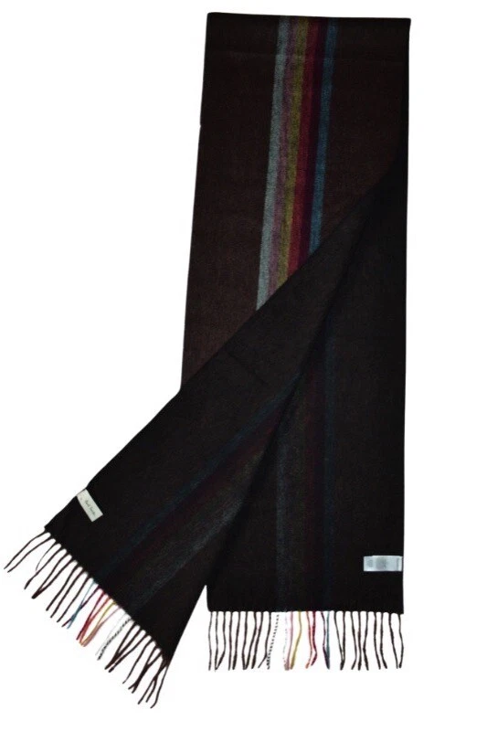 Paul Smith Mainline Mens Brown Central Stripe Cashmere Scarf Brand New - Image 4 of 4
