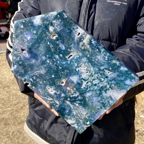 6.76LB Natural Water Grass Moss Agate crystal pillar Crystal Reiki - 第 14/17 張圖片