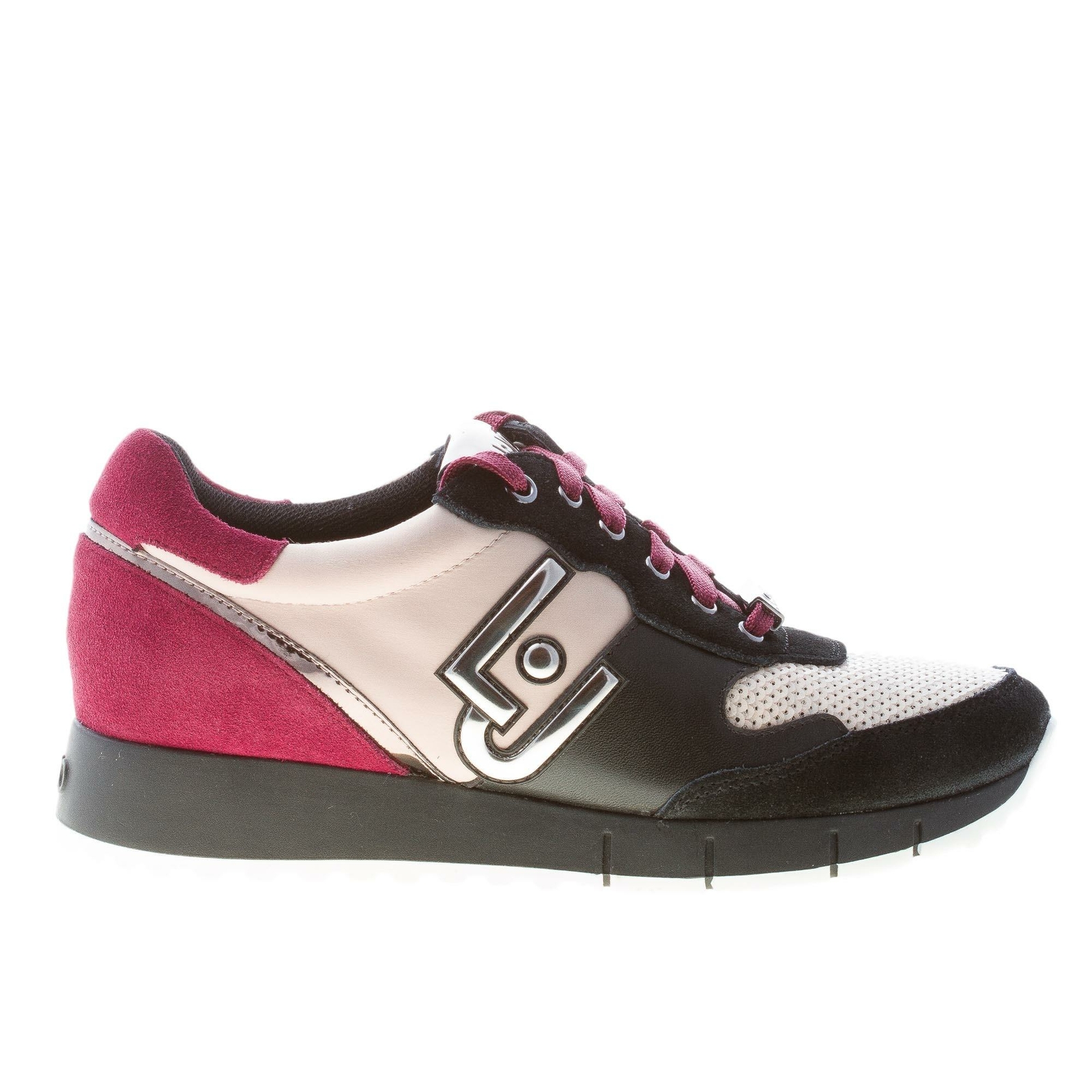LIU JO scarpe donna женская обувь кроссовки Gigi 02 camoscio e pelle nero rubino