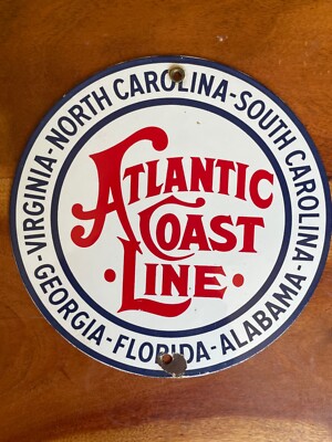 VINTAGE EMAILLE EISENBAHNSCHILD ''ATLANTIC COAST LINE''