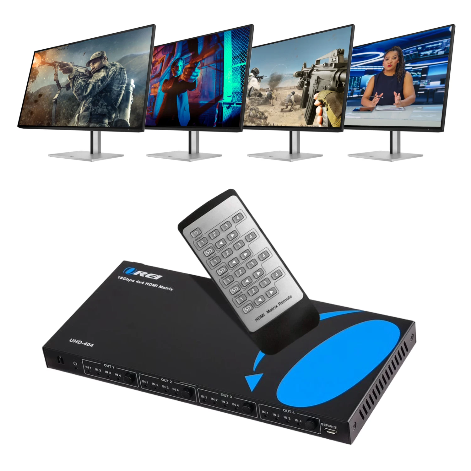 OREI UHD-404 4x4 HDMI 4K Matrix Switch/Splitter with Downscaler - Thumbnail 2