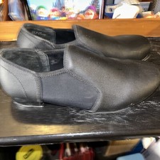 Size 8.5 M Black Leather Split Sole Slip On Tap Shoes LKNW