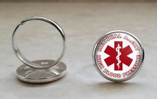 High Blood Pressure Medical Alert 925 Sterling Silver Adjustable Ring