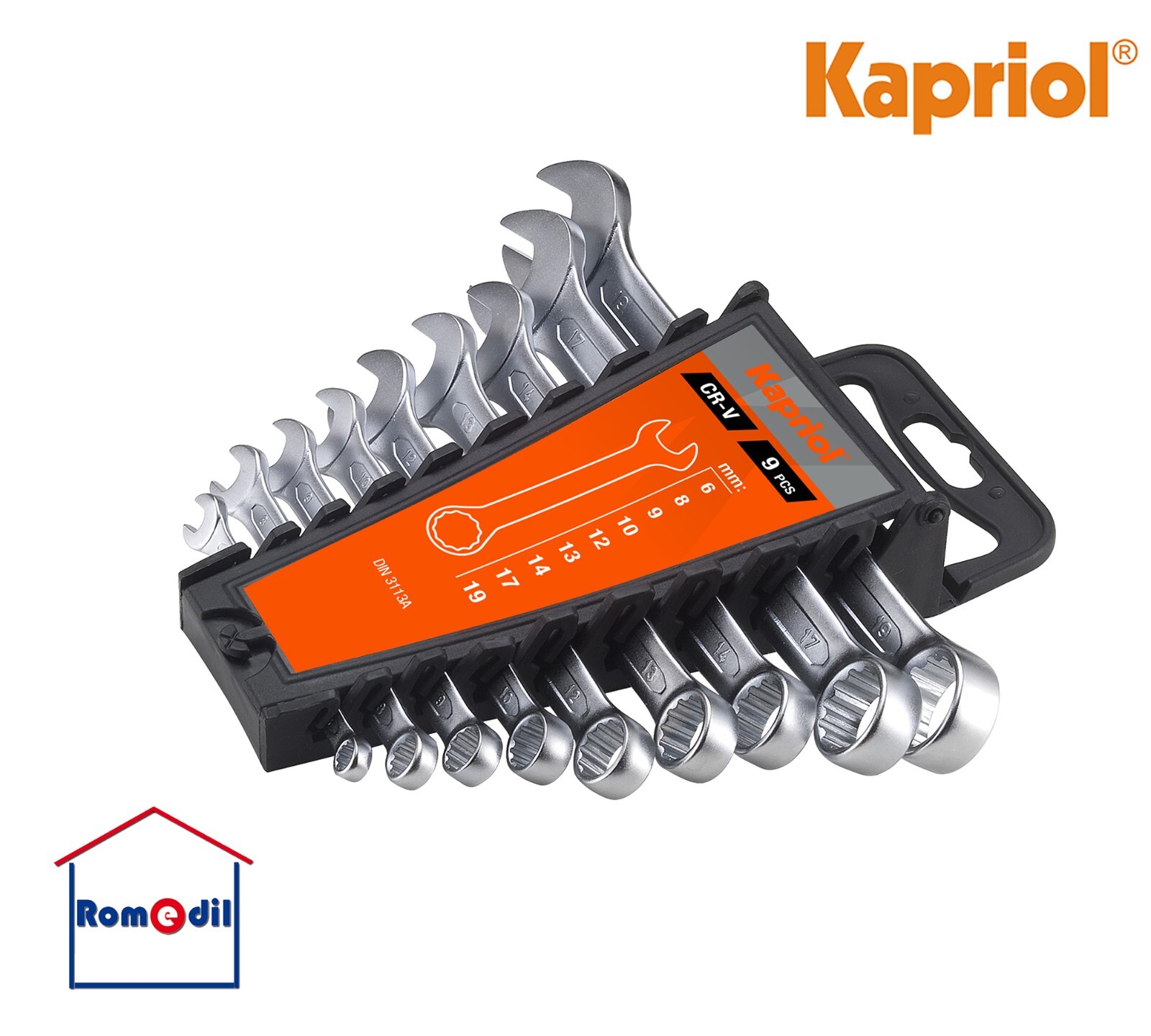 Set 9 Chiavi Combinate Kapriol 6-19mm | Acciaio Cromo Vanadio Professionale