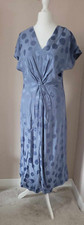 Amitié blue, twist-front, 20's-style, floaty, long dress Size M
