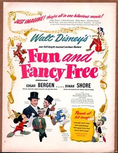 1947 Walt Disney's FUN AND FANCY FREE Edgar Bergen Original Vintage Promo Ad