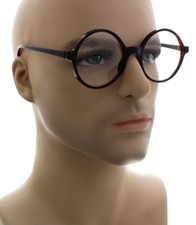Round Black Wizard Glasses Fancy Dress Nerd Joke Waldo School Geek Party Costume