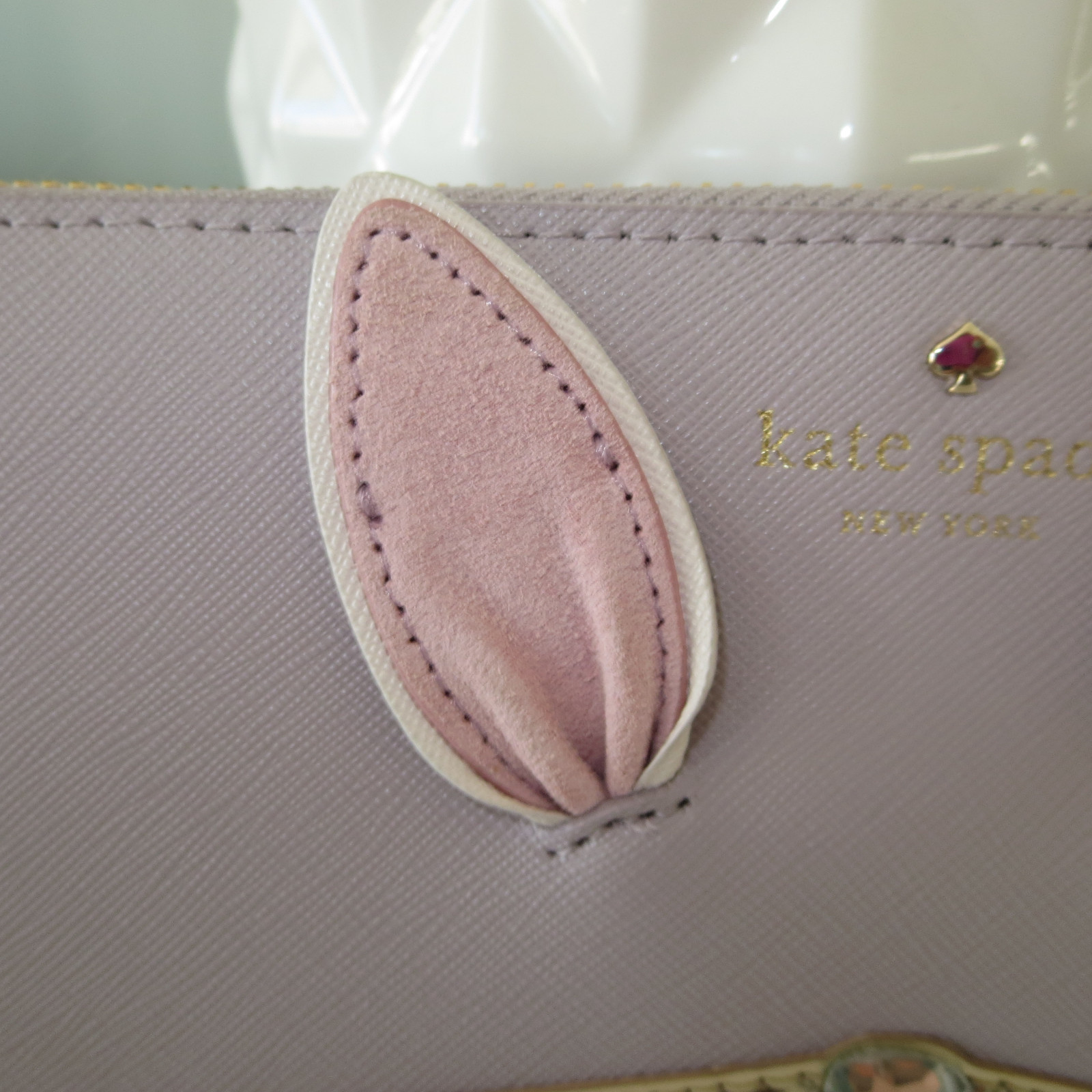 KATE SPADE MAKE MAGIC BUNNY RABBIT WHISKERS FLUFFY WHITE TAIL LACEY ZIP ...