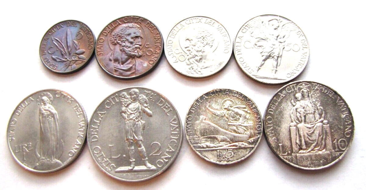 Vatican City - KM-MS16 Pope Pius XI 1936 set of 8 coins, UNC