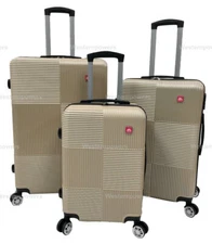 3 Pcs 20'' 24'' 28'' Luggage Set Spinner Trolley Travel Suitcase Coded Lock Gold