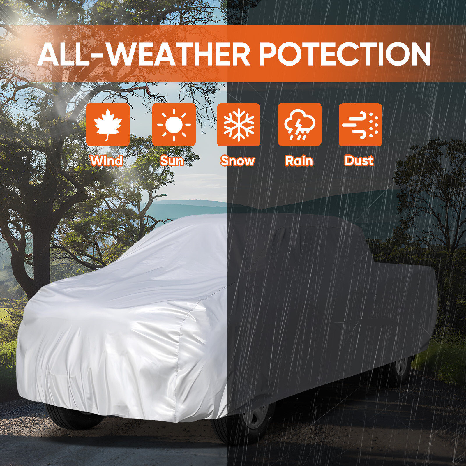 Pickup Truck Car Cover Waterproof UV Snow Dust Protector For Chevy Silverado