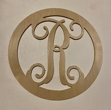 Wooden Circle Monogram Alphabet Letters, Decorative Letter R 11.5
