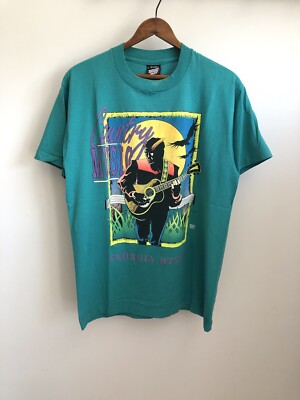 Vintage 80s 90s Country Music Georgia Style Shirt Teal Blue Large