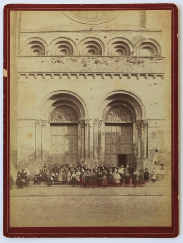 Toulouse Children In Front Of The Saint Sernin Church Vintage Albumen Ca 1885