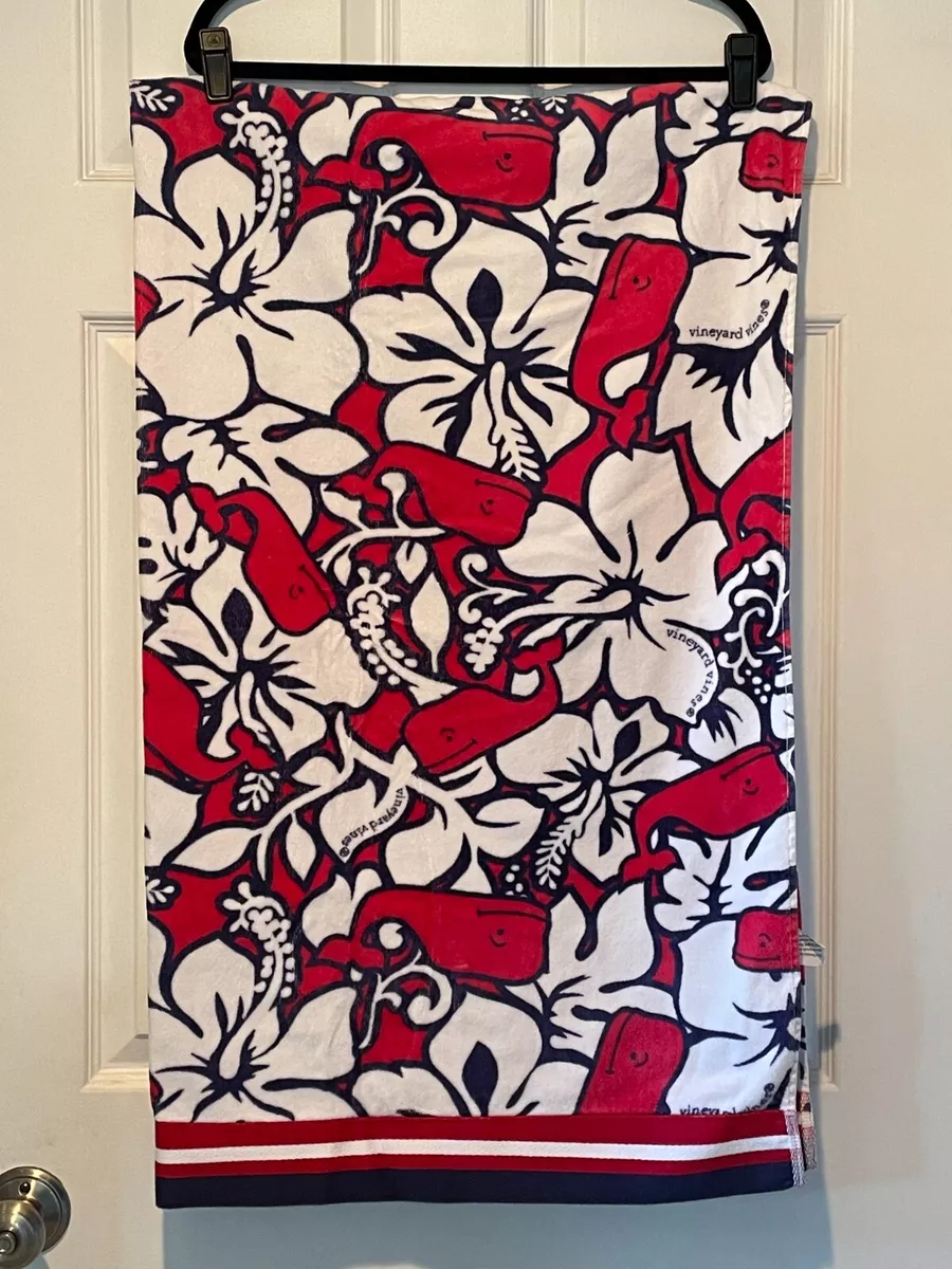 Vineyard Vines x Target Red White Blue Whale Hibiscus Beach Towel