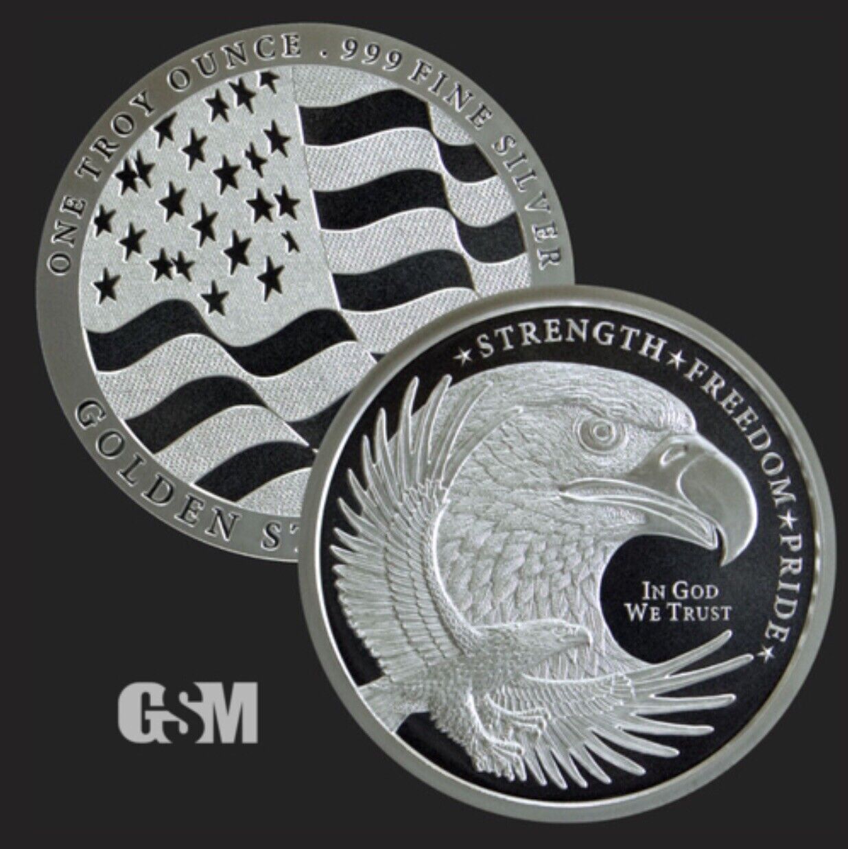 One-1 oz .999 Silver Round - GSM Silver Eagle Round - Uncirculat