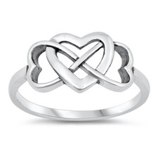 Infinity Love Knot Heart Sterling Silver Ring NEW