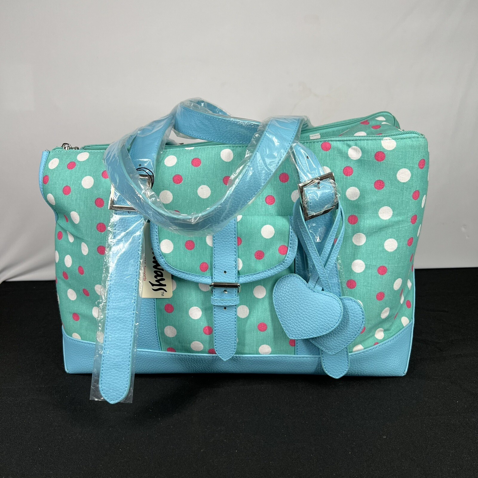 Getaways Blue Polka Dot Travel Carry On Tote Bag 16&rdquo;x10&rdquo;