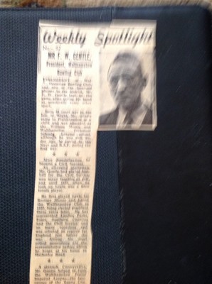 M1-5 1949 Ephemera Artikel F W Gentle Walthamstow Bowling Club Sport Persönlichkeit