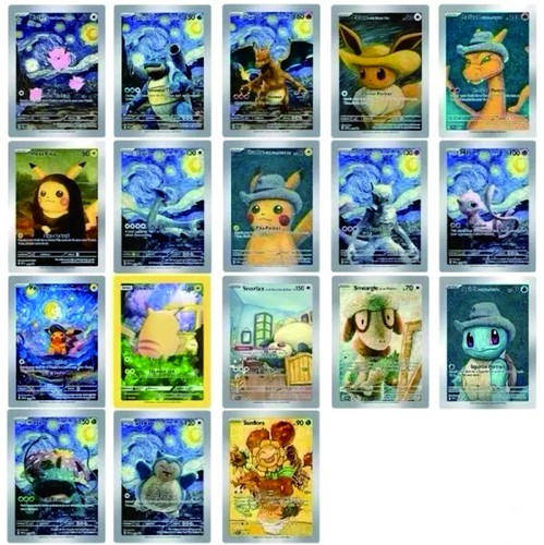 Pokemon Starry Night Van Gogh Series Art ACG Star Trading Card Gold Metal Card