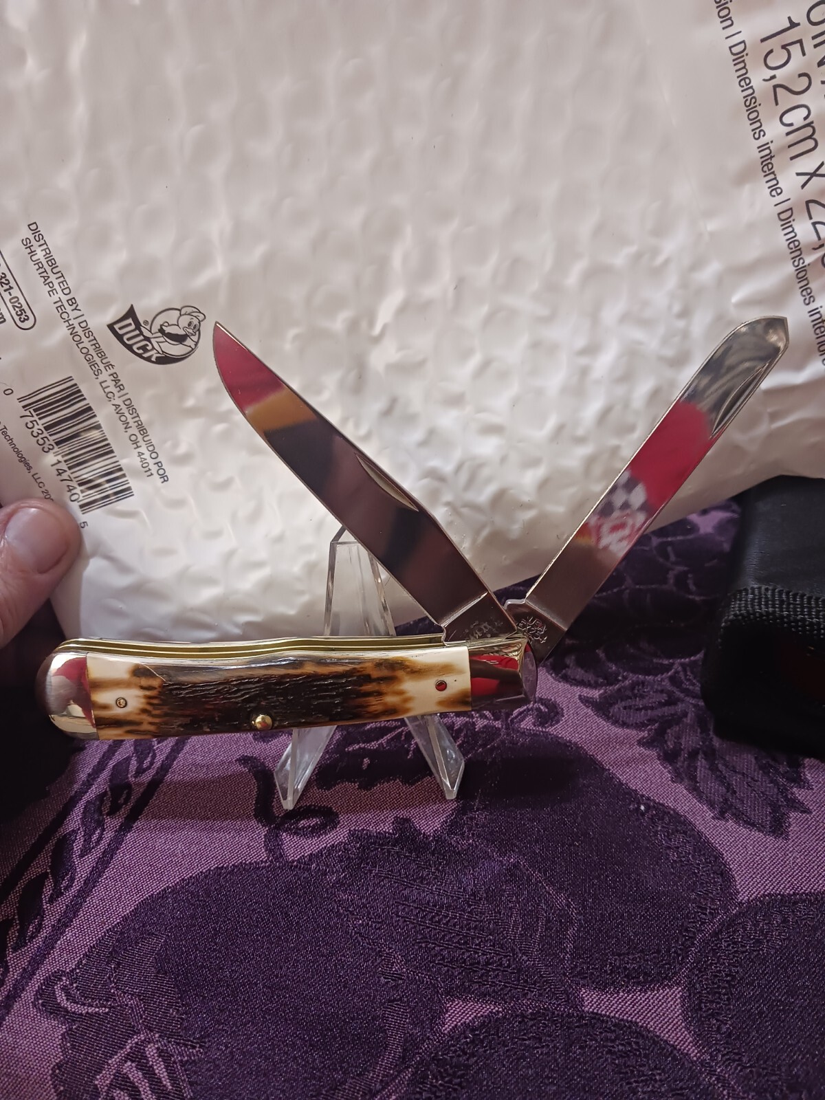 Case XX USA EX254 SS Knife Beautiful Exotic Mammoth Bark Tusk Handles