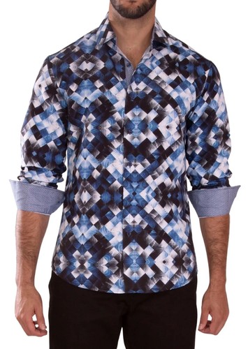 Chemise Western Roper Homme - Motif Floral - Manches Courtes - Taille M/L - Blanc/bleu
