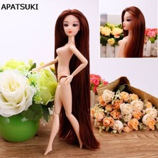 Doll Head with Extremely Long Brown Hair DIY Accessories For 1:6 Dollhouse Toy