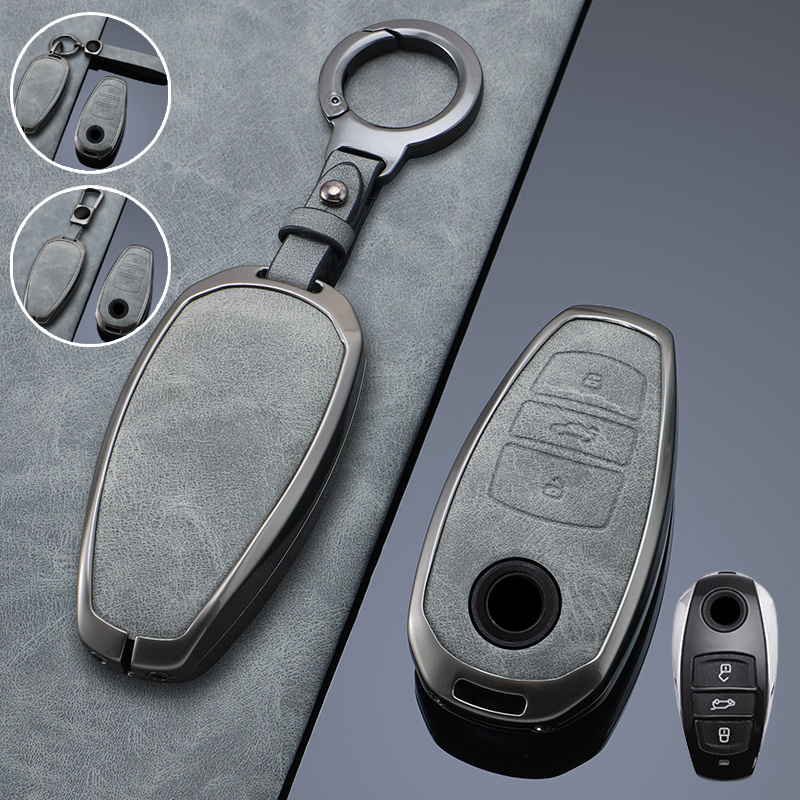 Zinc Alloy Leather Car Smart Key Fob Case Cover Holder For VW Touareg 2011-2017
