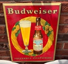 VINTAGE BUDWEISER BEER DISPLAY / SIGN  12" X 15"