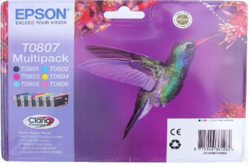 Cartouches d'encre authentiques pack multiple Epson T0807 Hummingbird Claria TO807 blister Royaume-Uni - Photo 1/2