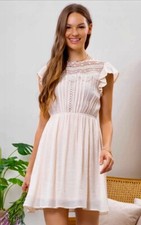 Women's Ivory Dress with Lace Detail Sz M