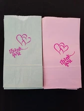 Hand Stamped Thank You Gift Favor Party Wedding Bags Pink & Gray Qty 73 4"x8"
